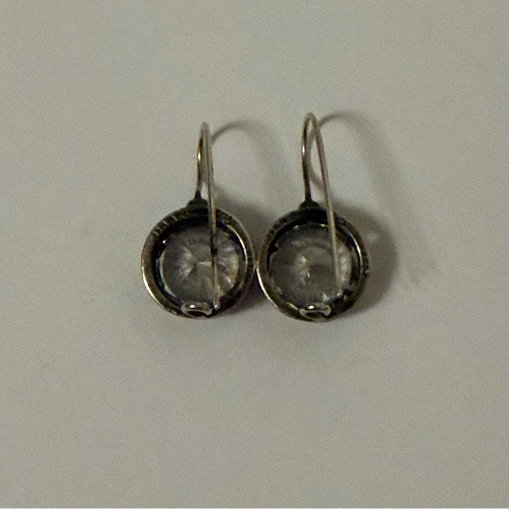 DIDAE ISRAEL EARRINGS STERLING SILVER 925 CZ CUBIC ZIRCONIA ROUND FRENCH HOOK